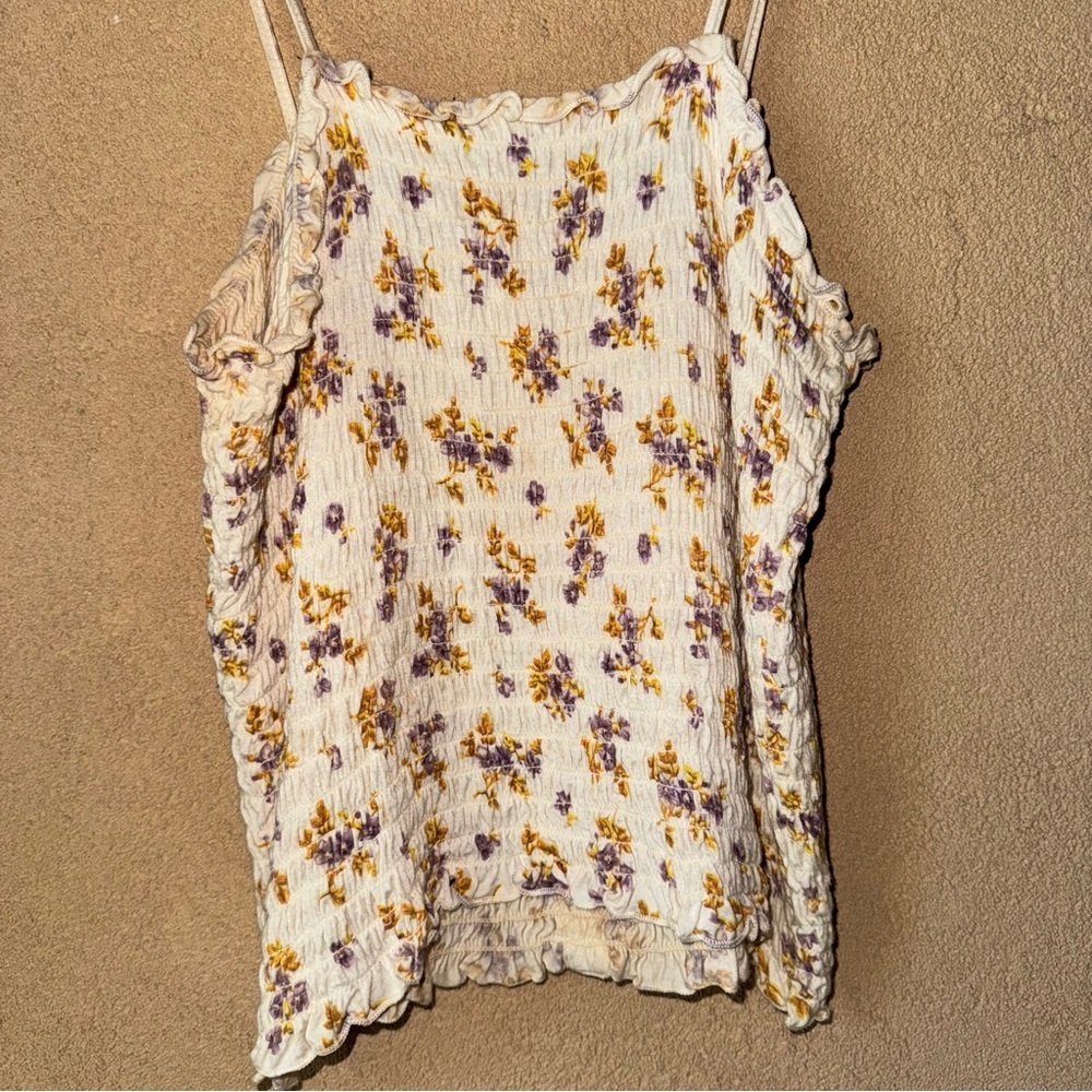 American eagle Floral Button-Down Spaghetti Strap Top cinched - Picture 5 of 6